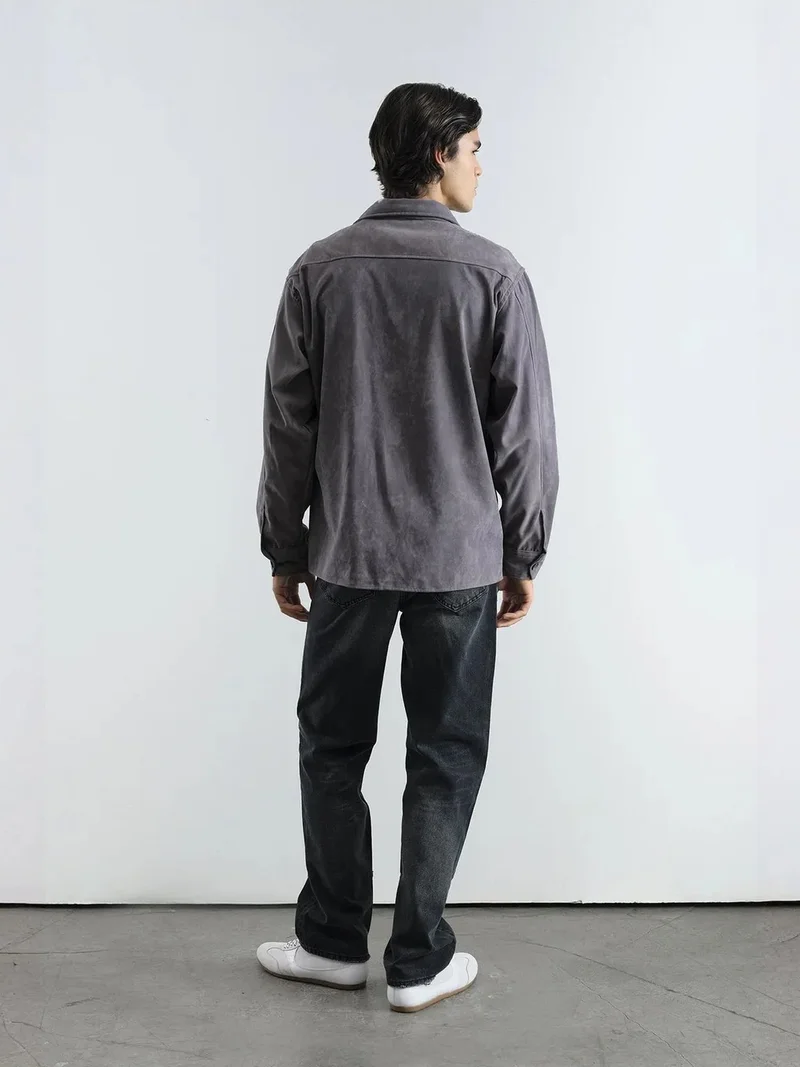 Giesto Grey GIESTO Embroidered Regular Fit Long Sleeve Shirt for Men | Best Price UAE